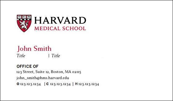 Business card example with an HMS office name locked up with HMS logo