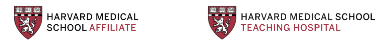 Harvard Medical School Affiliate and Harvard Medical School Teaching Hospital logos next to each other